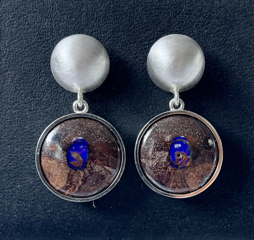 Boulder-Opal Ohrstecker 925 Silber